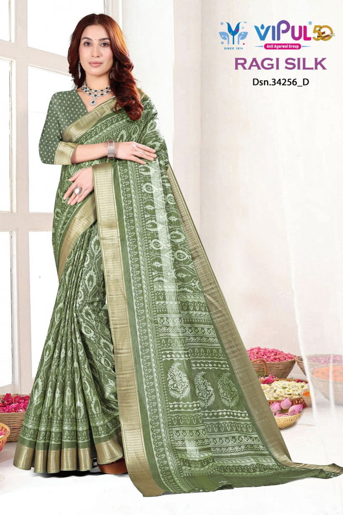 Ragi Silk 34256 By Vipul Fancy Daily Wear Saree Wholesale Market